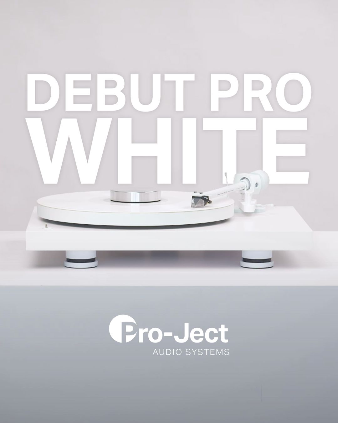 Pro-Ject Debut PRO ALL WHITE levysoitin  30 -v juhlasoitin, Ortofon 2M White äänirasia, valkoinen