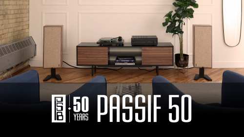 psb Passif 50 lattiakaiutin jalustalla psb Vintage 50 years Anniversary -kaiutin
